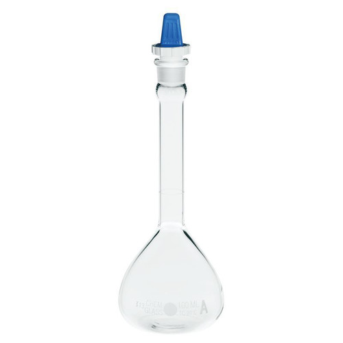100mL Volumetric Flask, Class A, #13 Outer Stopper Neck, PE Stopper
