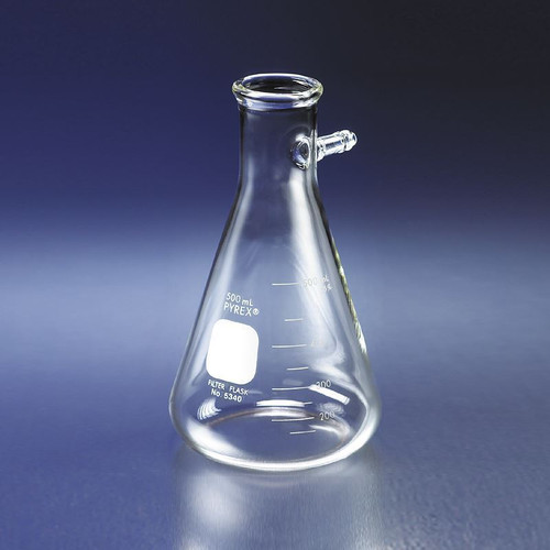 Filter Flask, Borosilicate Glass, 1 Liter Heavy Wall with 10mm Vacuum Hose Connection, case/6