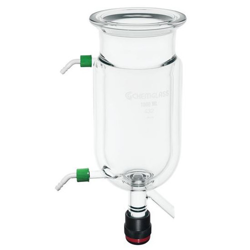 500mL Reaction Vessel, Jacketed, 100mm Schott O-Ring Flange, GL-14 Inlet/Outlet, CG-911-A-10 Drain Valve 500mL Reaction Vessel, Jacketed, 100mm Schott O-Ring Flange, GL-14 Inlet/Outlet, CG-911-A-10 Drain Valve