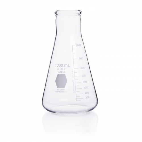 KIMBLE® KIMAX® Wide Mouth Erlenmeyer Flasks, Borosilicate Glass, 1000 ml, case/24