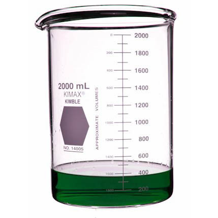 Kimble Low Form Heavy Duty Beakers, 2000ml, Case/8