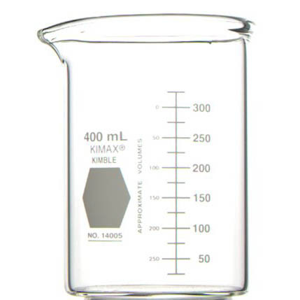 Kimble Low Form Heavy Duty Beakers, 400ml, Case/48