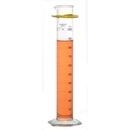 Kimble Class B Cylinders with Single Blue Metric Scale, 1000ml, Case/4