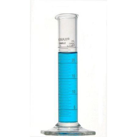 Kimble Educational Grade Cylinders with White Metric Scale, 25ml, Case/36