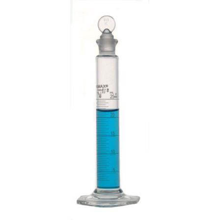 Kimble Class B Cylinders with Single Metric Scale & Glass Stopper, 25ml, Case/24