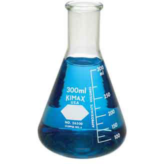 Kimble Narrow Mouth Erlenmeyer Flasks, 300ml, Case/48