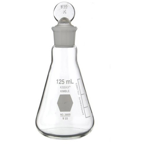 Kimble Pennyhead Stopper Erlenmeyer Flasks, 25ml, Case/12