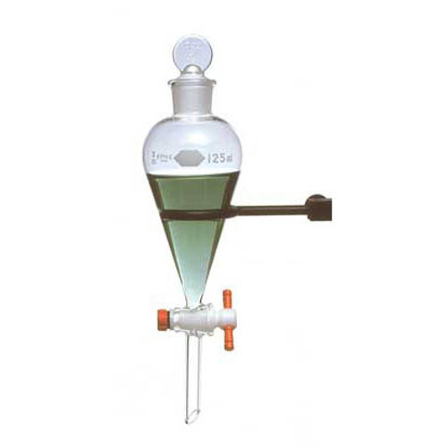 Kimble Autoclavable Squibb Separatory Funnel with PTFE Stopcock, 125ml, Case/4