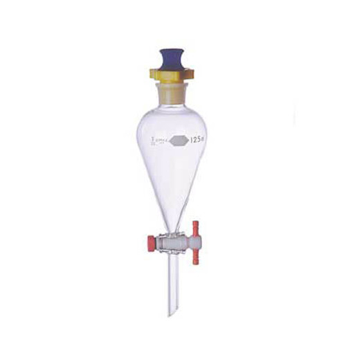 Kimble Squibb Separatory Funnel with PTFE Stopcock and Plastic Stopper, 250ml, Case/4