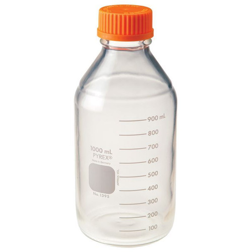 Pyrex® Media Bottle, Borosilicate Glass, 1000mL, GL45 Cap, case/10