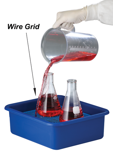 Bel-Art PP Spill Containment Tray with 14-3/8 x 12-1/8 x 4-3/4" Grid, Each