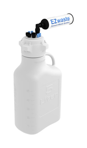EZwaste Safety Vent Carboy 5L HDPE with VersaCap 83mm 4 ports for 1/8" and 1/4" OD Tubing
