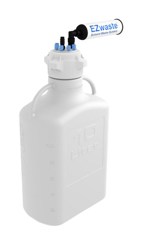 EZwaste Carboy 10L HDPE with VersaCap 83mm 6 and 1 port for 1/8" and 1/4" HB or 3/8"HB OD Tubing

