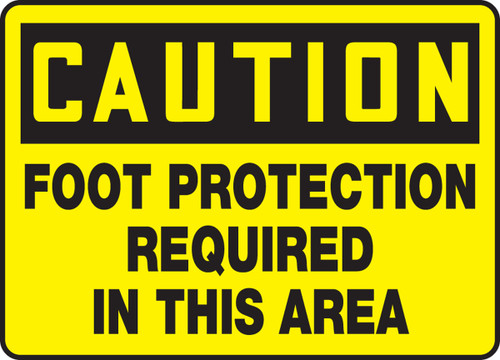 OSHA Safety Sign - CAUTION: Foot Protection Required In This Area, 10" x 14", Pack/10