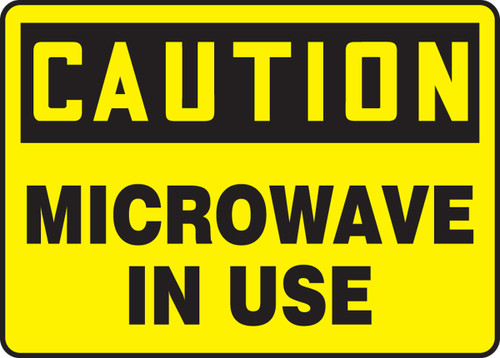 OSHA Safety Sign - CAUTION: Microwave In Use, 10" x 14", Pack/10