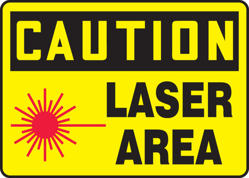 OSHA Safety Sign - CAUTION: Laser Area, 10" x 14", Pack/10