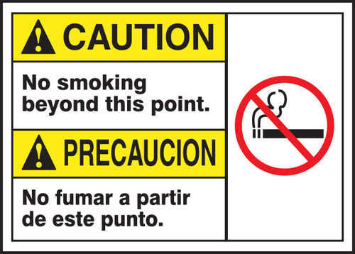 BILINGUAL ANSI SIGN - NO SMOKING, 10" x 14", Pack/10