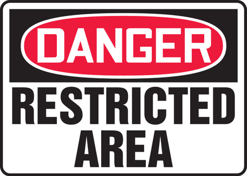 OSHA Safety Sign - DANGER: Restricted Area, 10" x 14", Pack/10