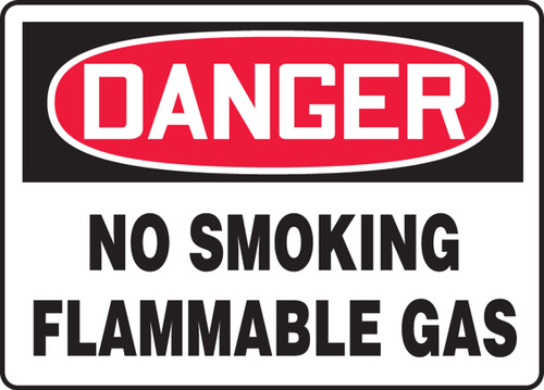 OSHA Safety Sign - DANGER: No Smoking Flammable Gas, 10" x 14", Pack/10 OSHA Safety Sign - DANGER: No Smoking Flammable Gas, 10" x 14", Pack/10
