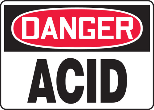 OSHA Safety Sign - DANGER: Acid, 10" x 14", Pack/10