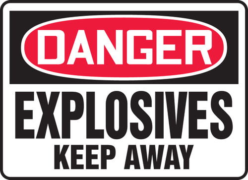 OSHA Safety Sign - DANGER: Explosives - Keep Away, 10" x 14", Pack/10