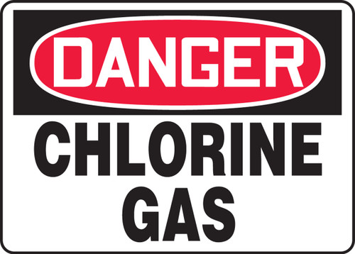 OSHA Safety Sign - DANGER: Chlorine Gas, 10" x 14", Pack/10