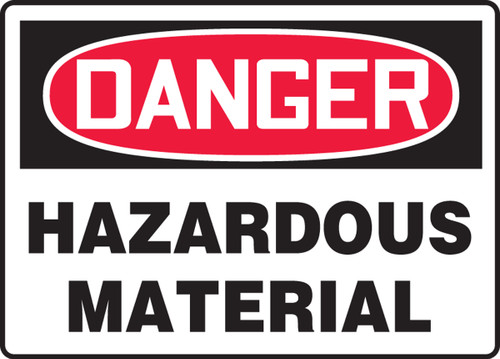 OSHA Safety Sign - DANGER: Hazardous Material, 10" x 14", Pack/10