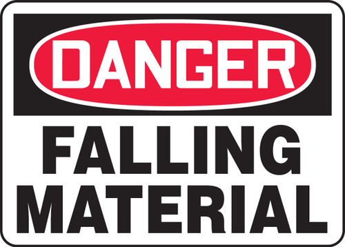 OSHA Safety Sign - DANGER: Falling Material, 10" x 14", Pack/10