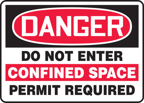 OSHA Safety Sign - DANGER: Do Not Enter - Confined Space - Permit Required, 10" x 14", Pack/10
