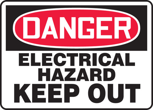 OSHA Safety Sign - DANGER: Electrical Hazard - Keep Out, 10" x 14", Pack/10