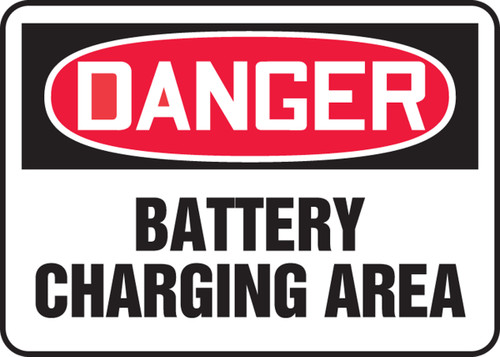 OSHA Safety Sign - DANGER: Battery Charging Area, 10" x 14", Pack/10