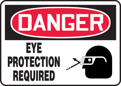 OSHA Safety Sign - DANGER: Eye Protection Required, 10" x 14", Pack/10