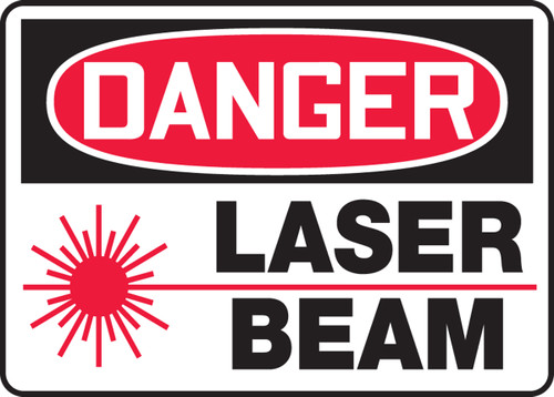 OSHA Safety Sign - DANGER: Laser Beam, 10" x 14", Pack/10