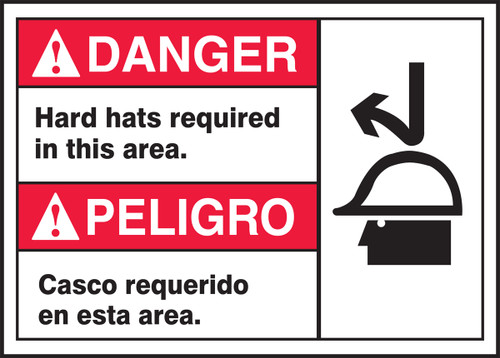 BILINGUAL ANSI SIGN - HARD HAT, 10" x 14", Pack/10 BILINGUAL ANSI SIGN - HARD HAT, 10" x 14", Pack/10