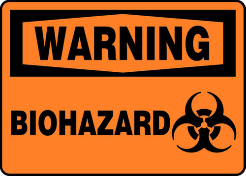 Warning Safety Sign: Biohazard, 10" x 14", Pack/10