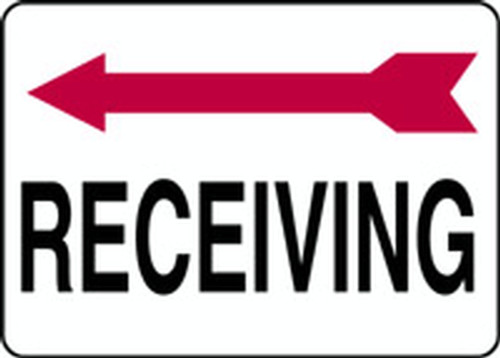 Safety Sign: (Left Arrow) Receiving, 10" x 14", Pack/10