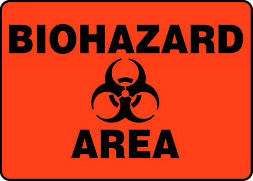 Safety Sign: Biohazard Area, 10" x 14", Pack/10