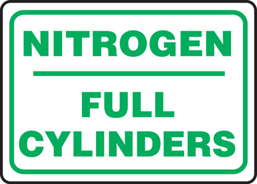 Safety Sign: Nitrogen - Full Cylinders, 10" x 14", Pack/10