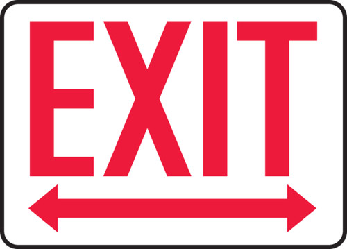 Exit Safety Sign: Two Way Arrows, 10" x 14", Pack/10