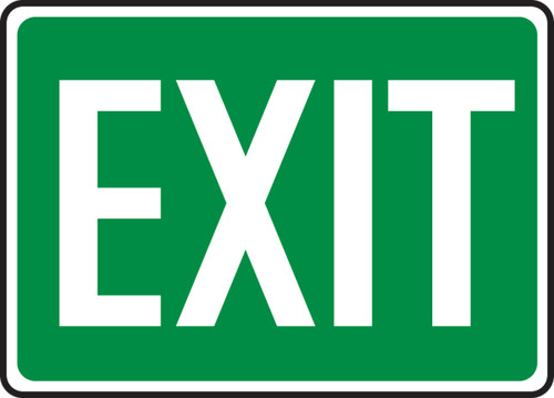 Safety Sign: Exit (White On Green), 10" x 14", Pack/10