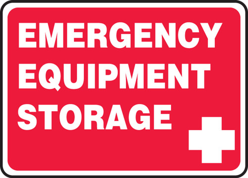 Safety Sign: Emergency Equipment Storage, 10" x 14", Pack/10