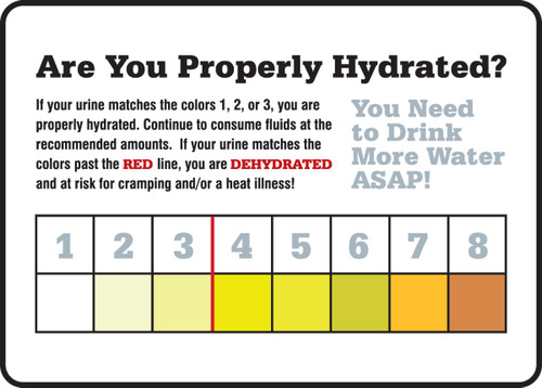 Safety Signs: Are You Properly Hydrated, 10" x 14", Pack/10