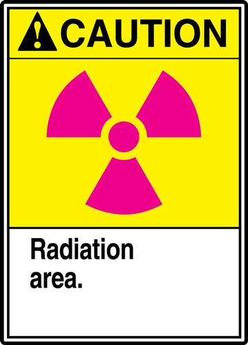 ANSI Safety Sign - CAUTION: Radiation Area., 14" x 10", Pack/10