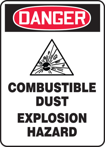 OSHA Safety Sign - DANGER: Combustible Dust - Explosion Hazard, 14" x 10", Pack/10