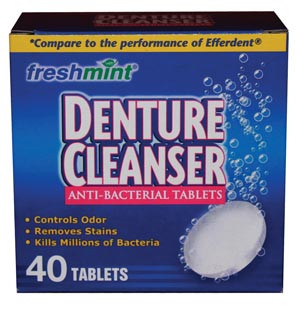 Freshmint® Denture Cleaning Tablets, Blue, Compares to Efferdent®, 40 per box, case/24