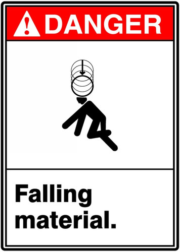 ANSI Safety Sign - DANGER: Falling Material., 14" x 10", Pack/10