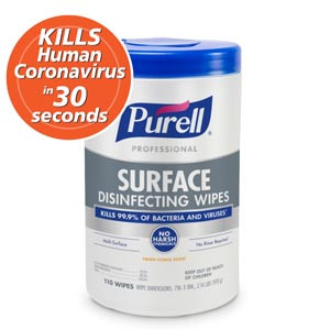 GOJO Purell® Foodservice Surface Disinfecting Wipes, 110ct Canister, 6 per case (HazMat)