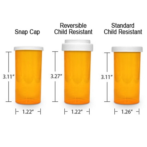 Amber Pharmacy Vials, Child Resistant Cap, 16 dram, case/270 (minimum order req)