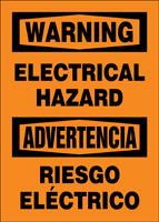 Bilingual OSHA Safety Sign: Electrical Hazard, 14" x 10", Pack/10