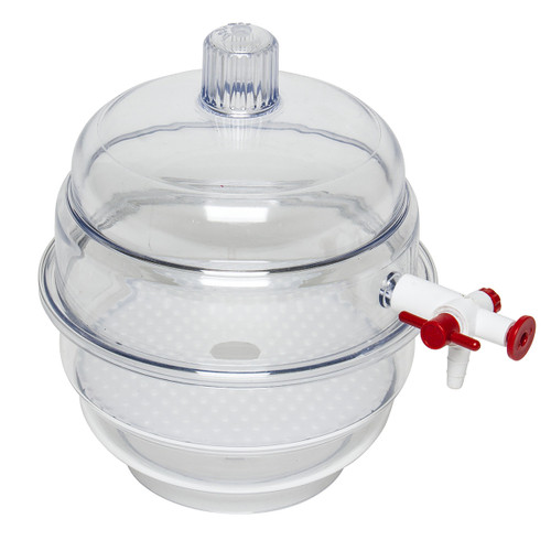 "SPACE SAVER" Polycarbonate Vacuum Desiccator with Clear Polycarbonate Bottom, 09 cu. ft.